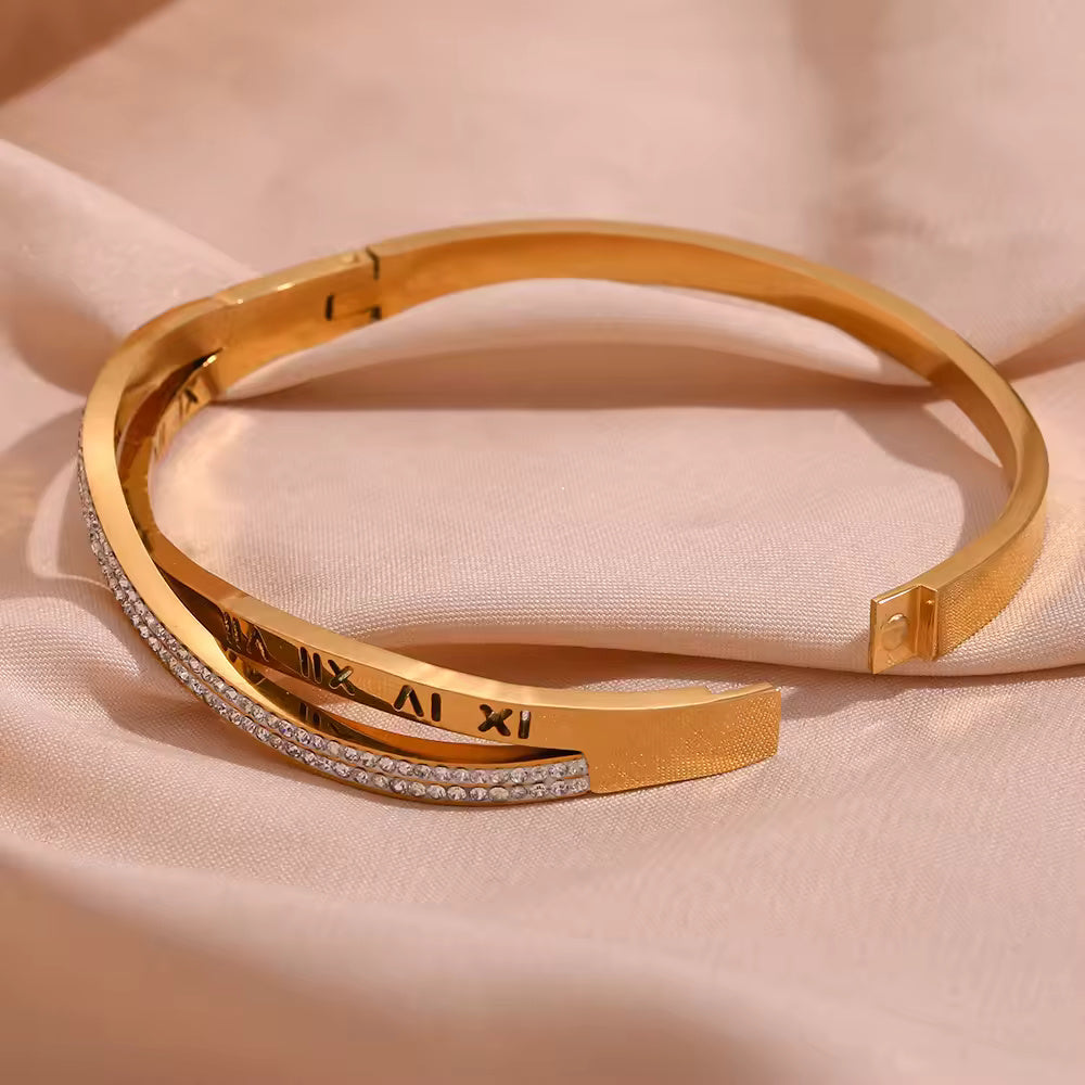 18KT Gold Plated Roman CZ Bracelet - Atulya Jewellers
