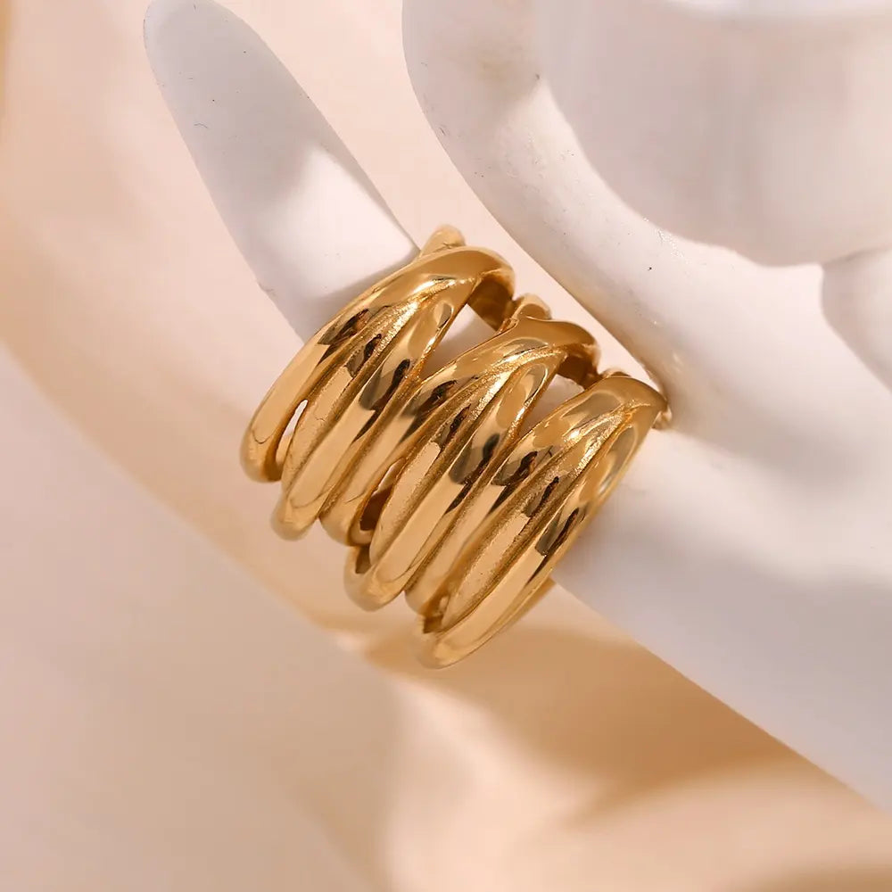 18KT Gold Plated Multilayer Ring - Atulya Jewellers