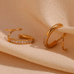 18KT Gold Plated Nora 2 in 1 CZ Huggies - Atulya Jewellers