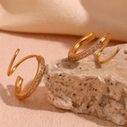 18KT Gold Plated Nora 2 in 1 CZ Huggies - Atulya Jewellers