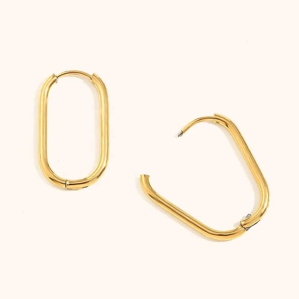 18KT Gold Plated Classic Oval Earrings - Atulya Jewellers