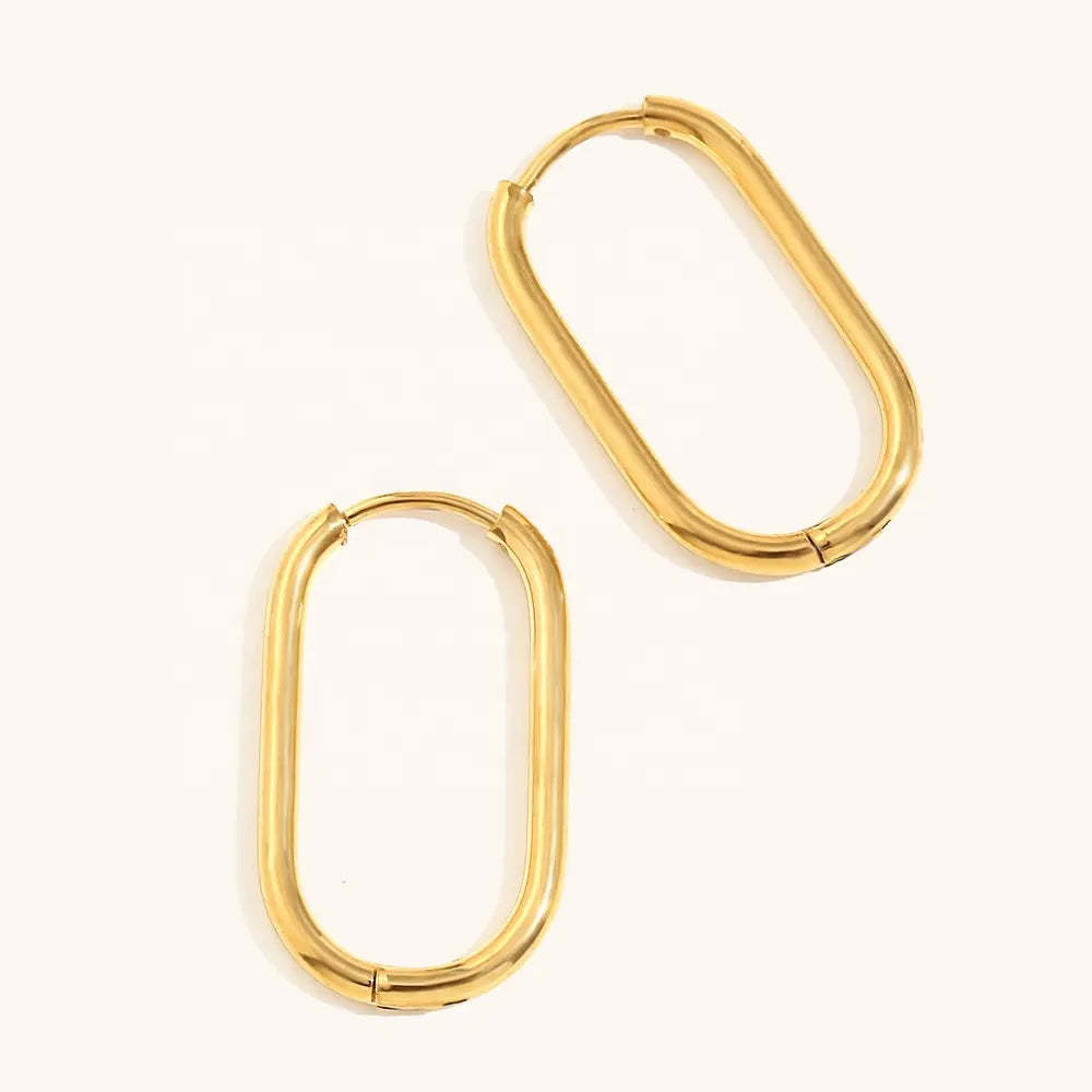 18KT Gold Plated Classic Oval Earrings