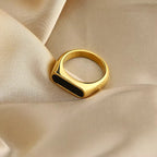 18KT Gold Plated William Ring Black - Atulya Jewellers