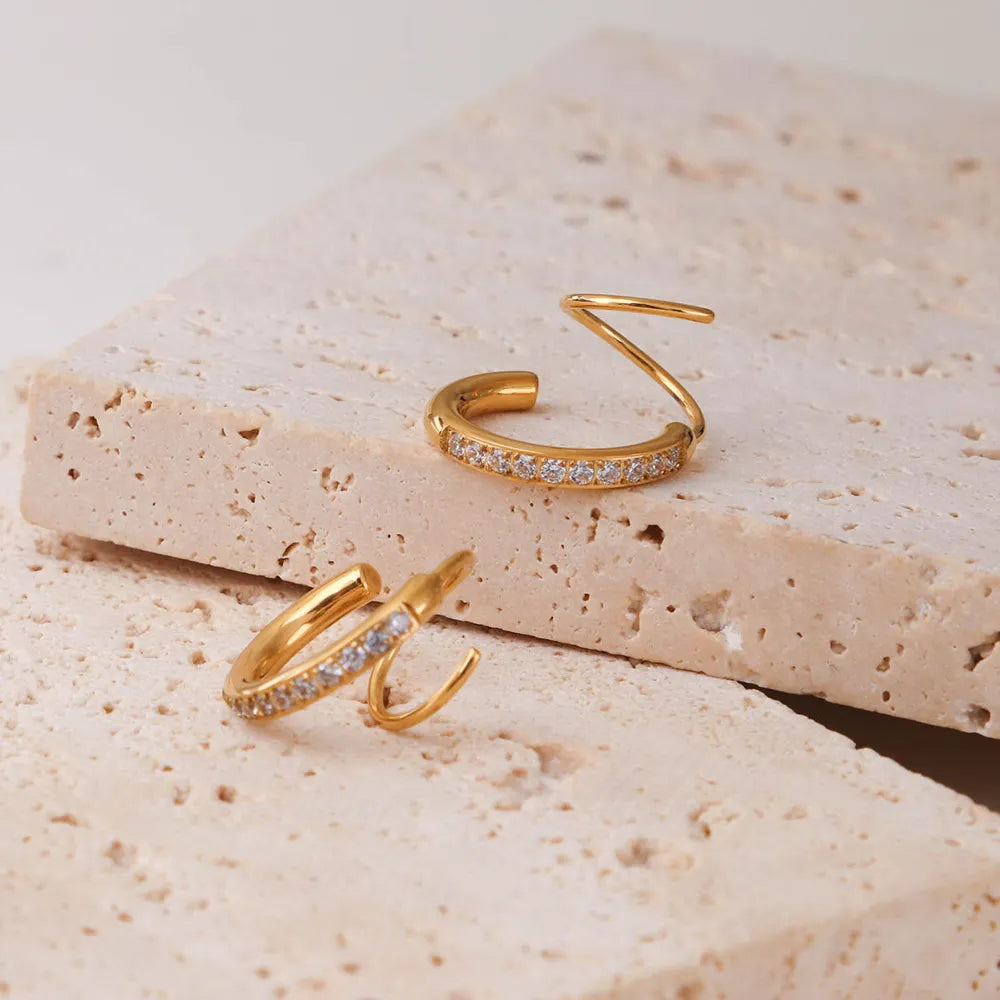 18KT Gold Plated Nora 2 in 1 CZ Huggies - Atulya Jewellers