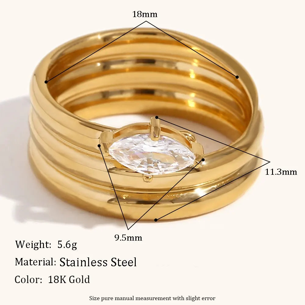 18KT Gold Plated Elena CZ Ring