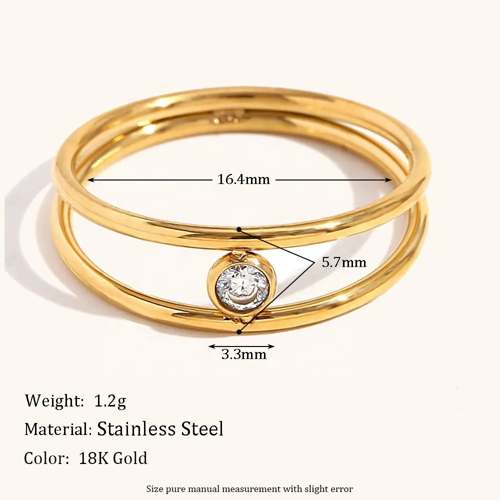 18KT Gold Plated Eleanor CZ Ring - Atulya Jewellers