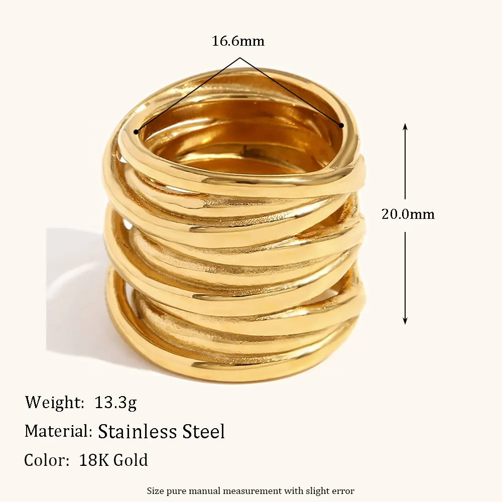 18KT Gold Plated Multilayer Ring - Atulya Jewellers