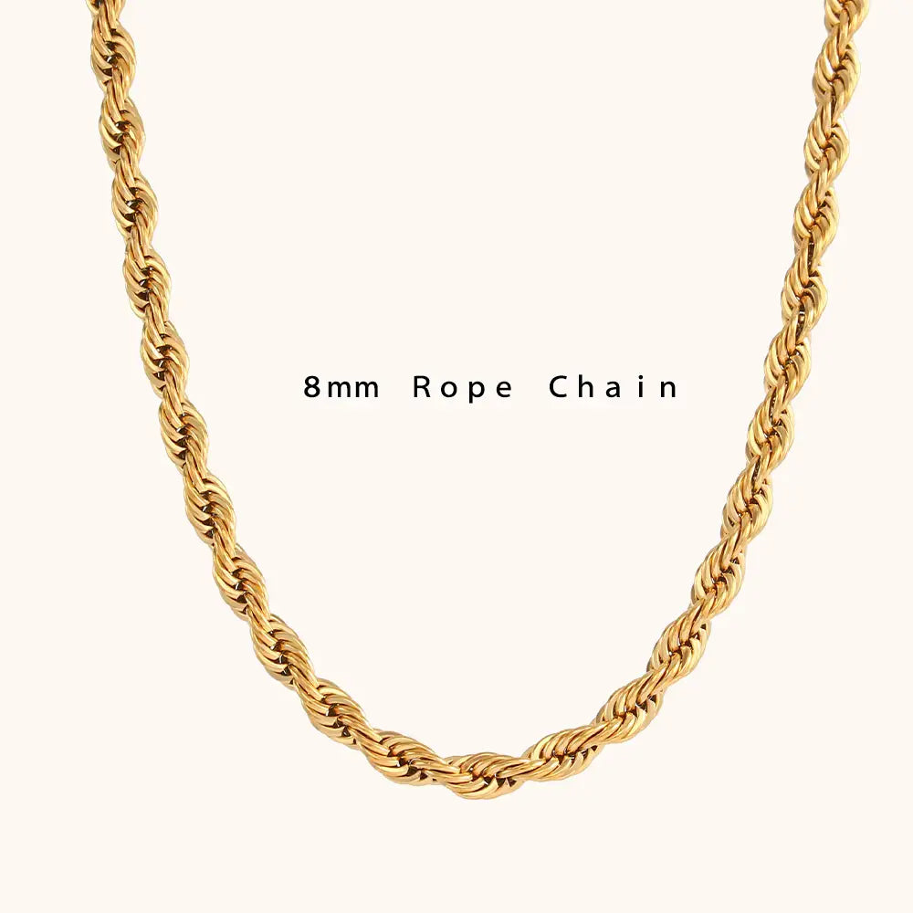 18KT Gold Plated Rope Chain 8mm 45cm - Atulya Jewellers