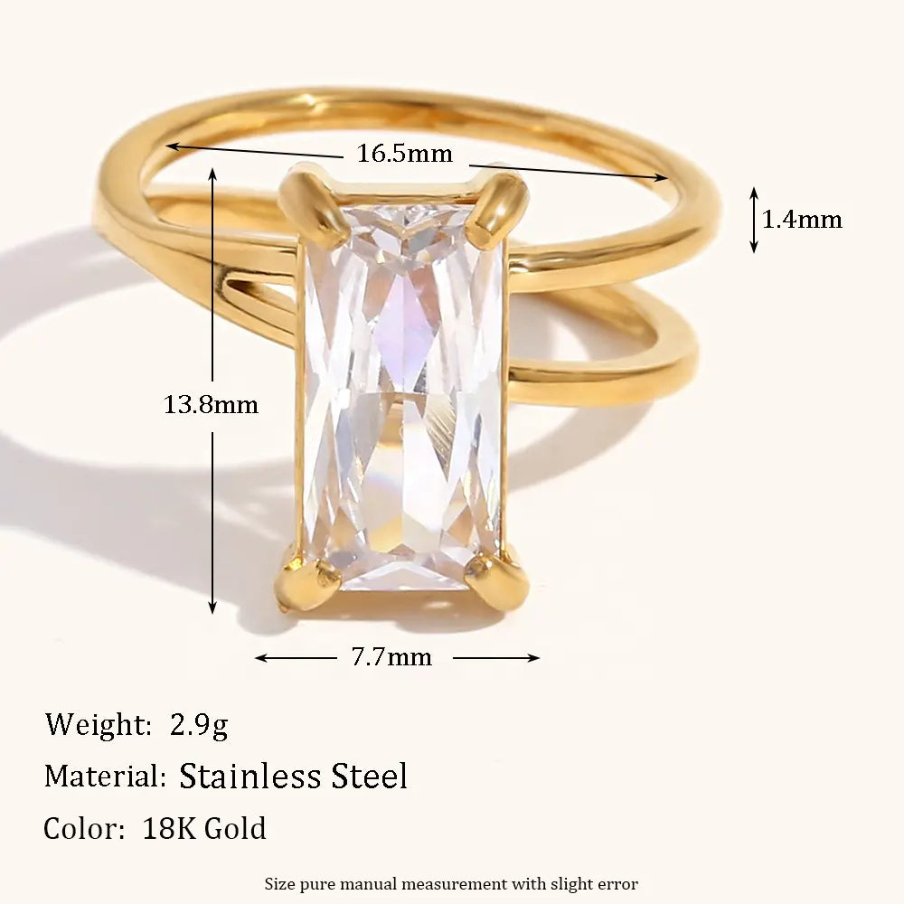 18KT Gold Plated Selena CZ Ring - Atulya Jewellers
