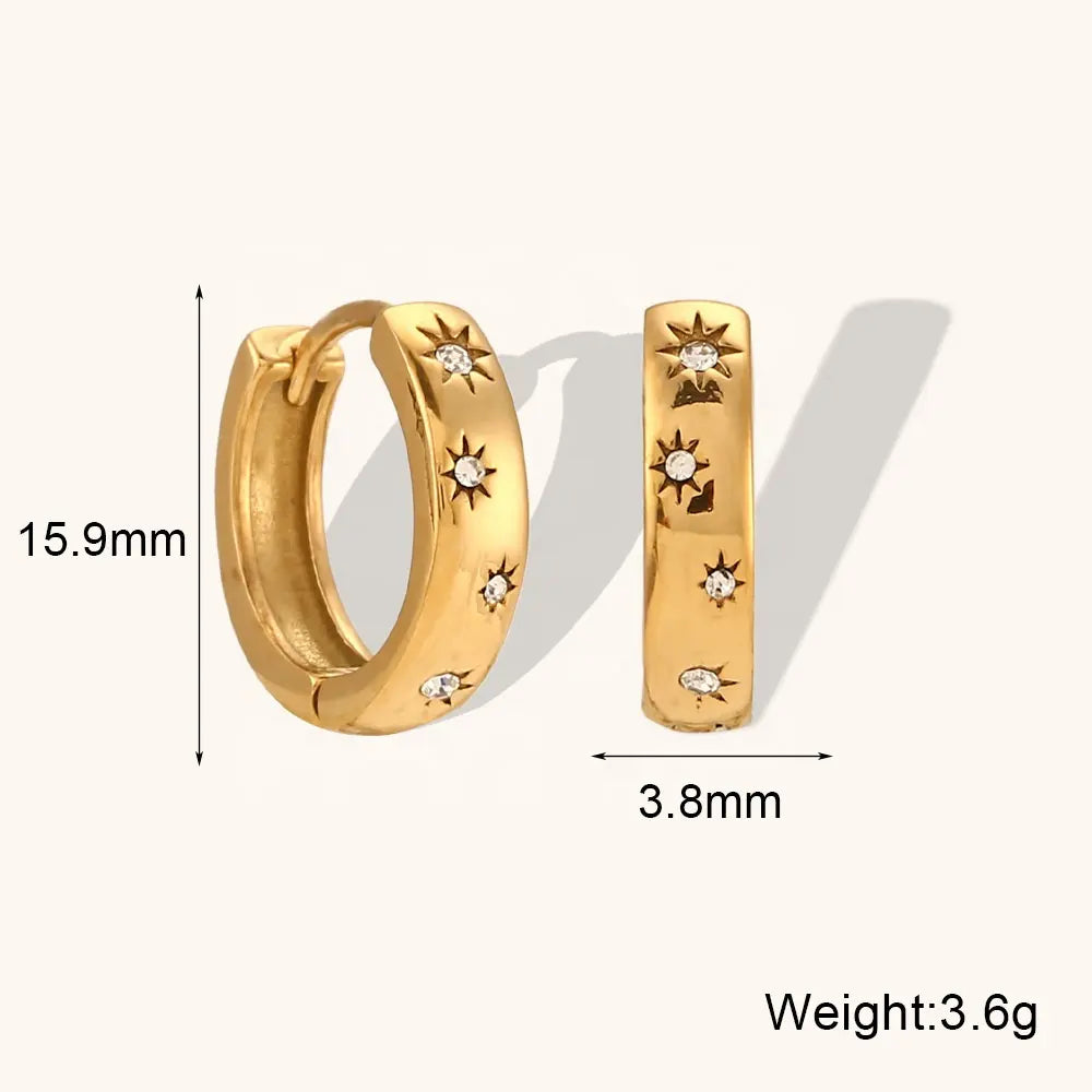 18KT Gold Plated Starburst CZ Huggies - Atulya Jewellers