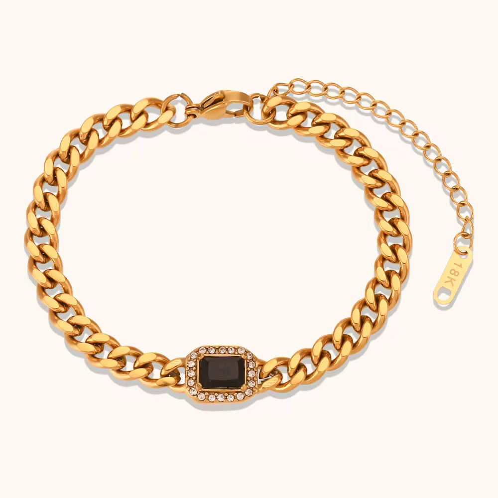 18KT Gold Plated Janet CZ Bracelet Black - Atulya Jewellers