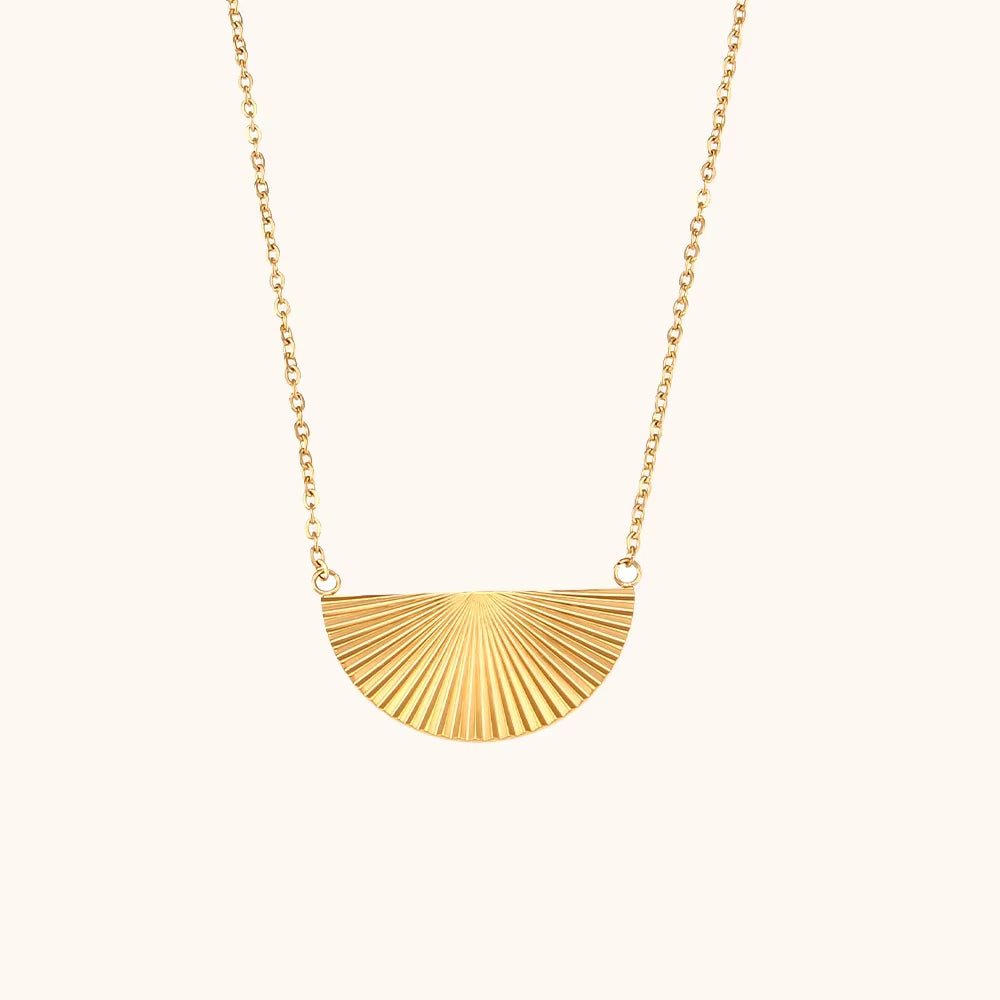 18KT Gold Plated Engraved Necklace - Semicircle - Atulya Jewellers