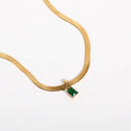 18KT Gold Plated Silk Rhinestone Necklace Green - Atulya Jewellers