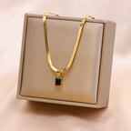 18KT Gold Plated Silk Rhinestone Necklace Black - Atulya Jewellers