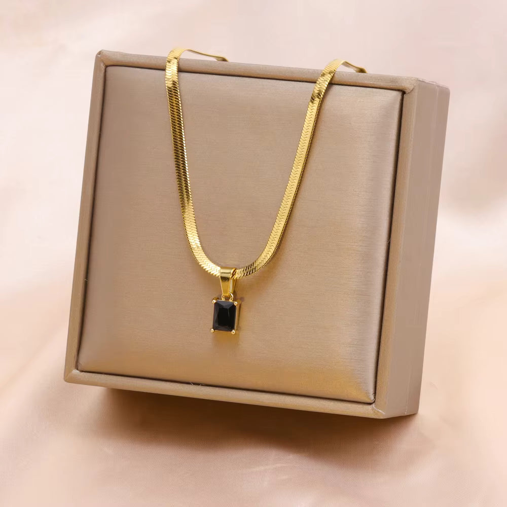 18KT Gold Plated Silk Rhinestone Necklace Black - Atulya Jewellers
