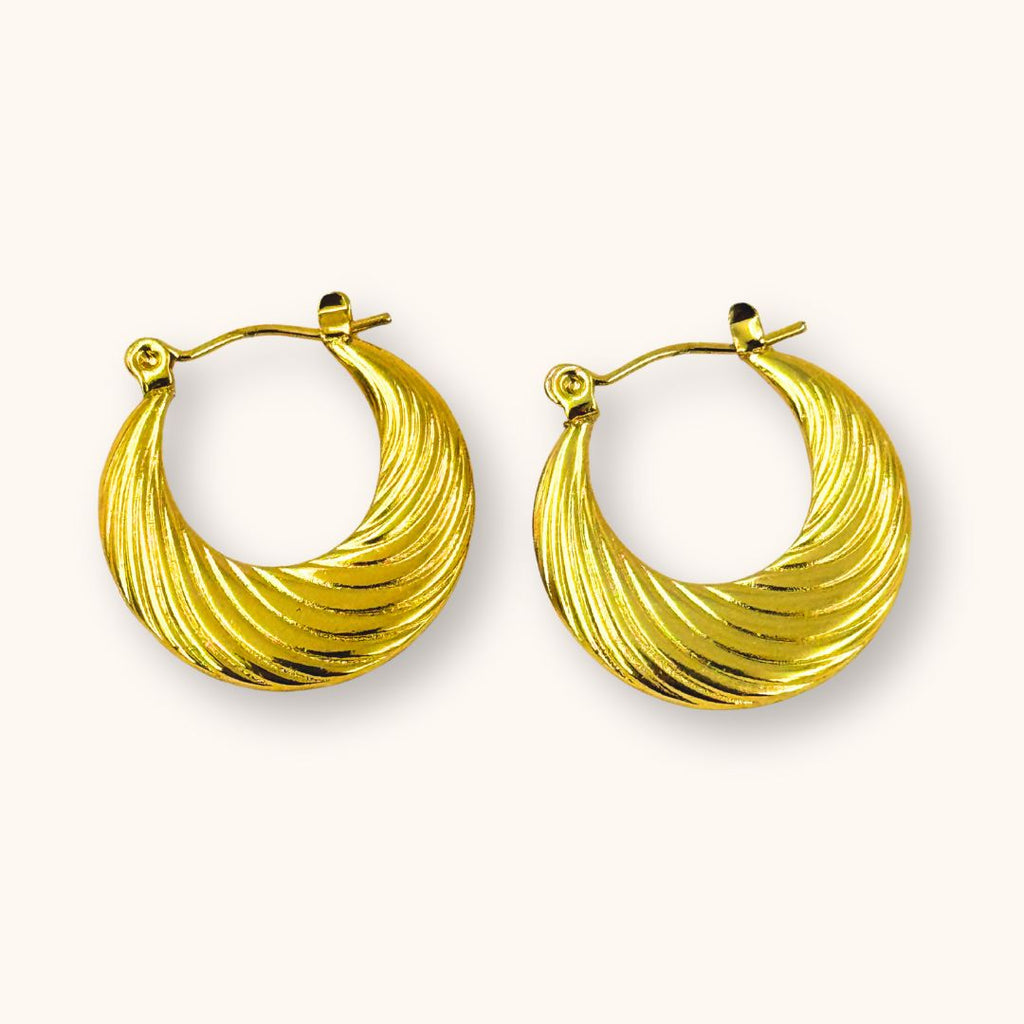 18KT Gold Plated Swirl Hoops - Atulya Jewellers