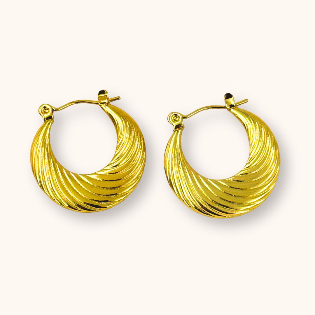 18KT Gold Plated Swirl Hoops - Atulya Jewellers