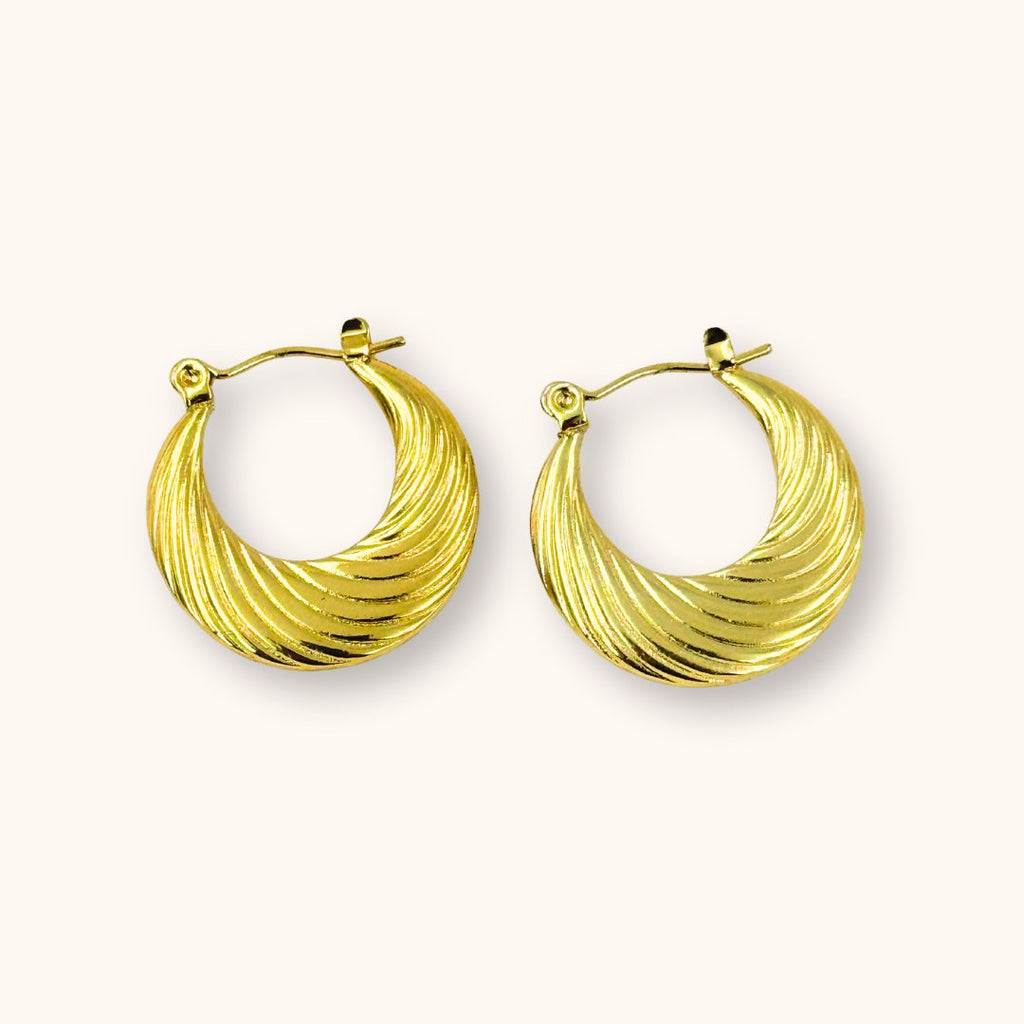18KT Gold Plated Swirl Hoops