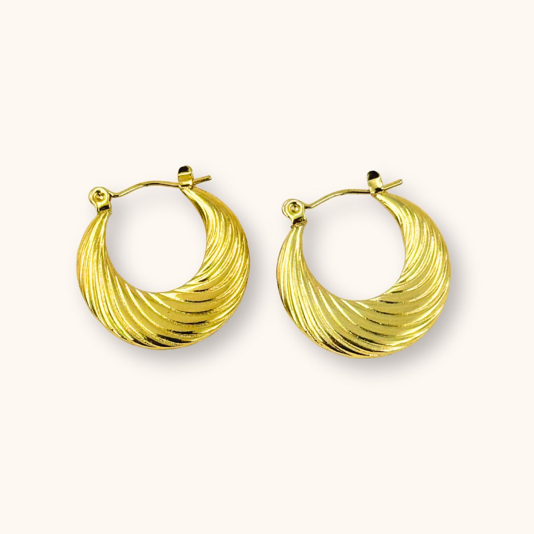 18KT Gold Plated Swirl Hoops