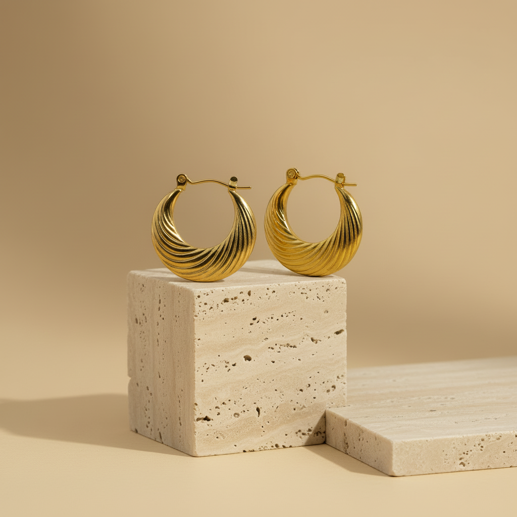 18KT Gold Plated Swirl Hoops