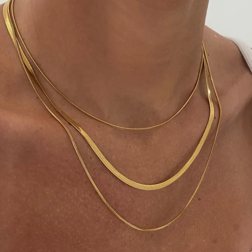 18KT Gold Plated Tri Layered Silk Chain - Atulya Jewellers