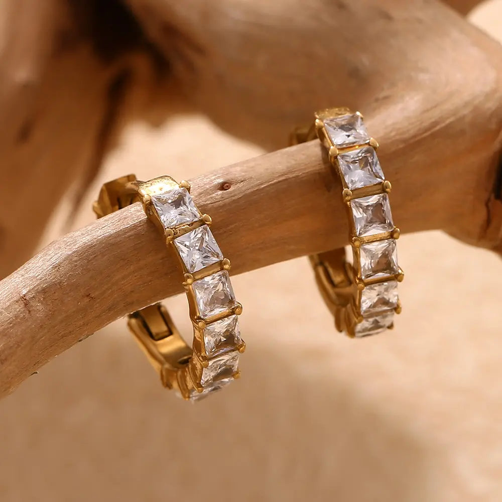 18KT Gold Plated Emma CZ Huggies - Atulya Jewellers