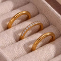 18KT Gold Plated Stackable Ring Set (Set of 3pcs) - Atulya Jewellers