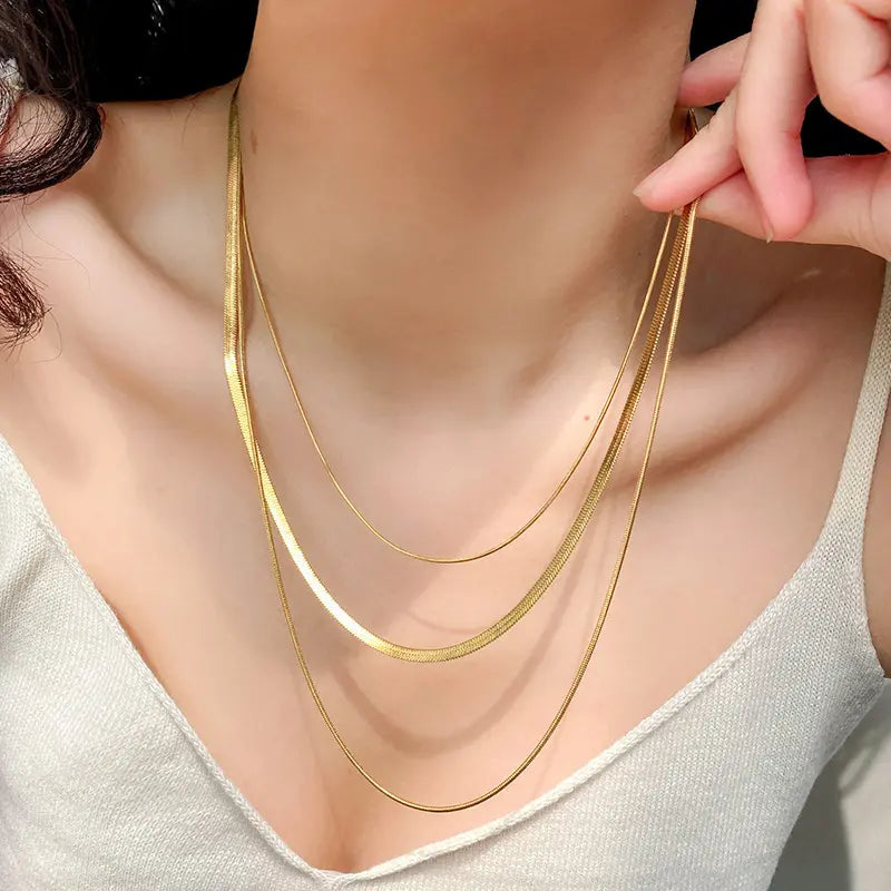 18KT Gold Plated Tri Layered Silk Chain - Atulya Jewellers