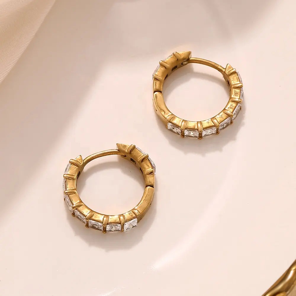18KT Gold Plated Emma CZ Huggies - Atulya Jewellers