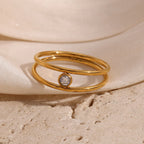 18KT Gold Plated Eleanor CZ Ring - Atulya Jewellers