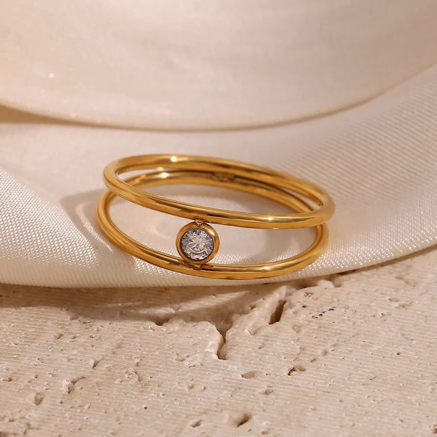 18KT Gold Plated Eleanor CZ Ring - Atulya Jewellers