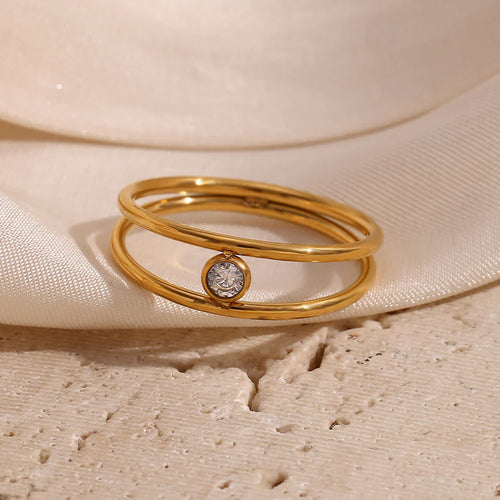 18KT Gold Plated Eleanor CZ Ring - Atulya Jewellers