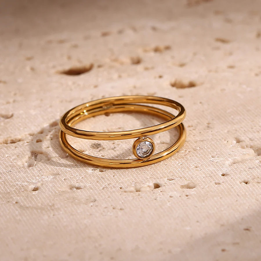 18KT Gold Plated Eleanor CZ Ring - Atulya Jewellers