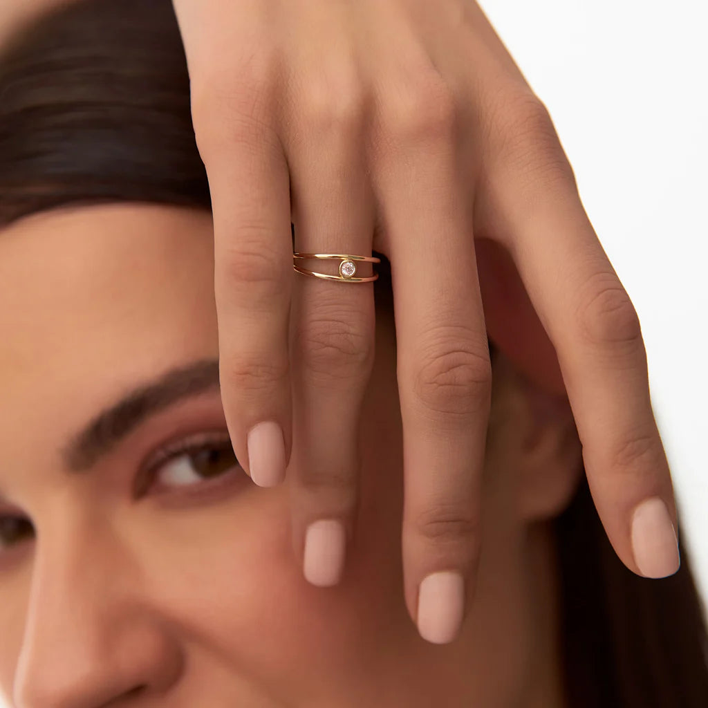 18KT Gold Plated Eleanor CZ Ring - Atulya Jewellers