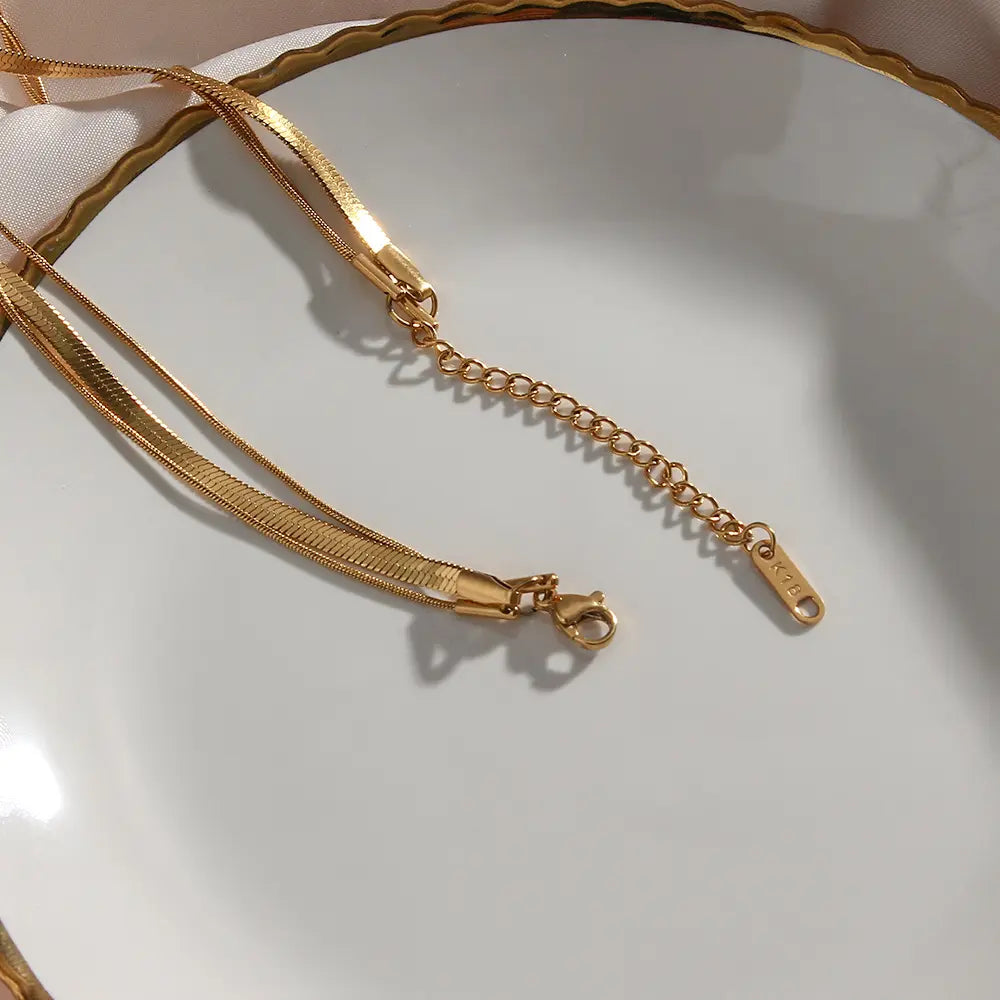 18KT Gold Plated Tri Layered Silk Chain - Atulya Jewellers