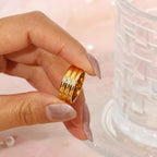 18KT Gold Plated Tri-band CZ Ring - Atulya Jewellers