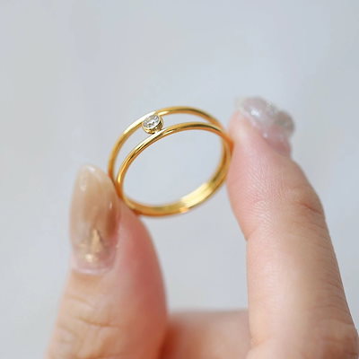18KT Gold Plated Eleanor CZ Ring - Atulya Jewellers