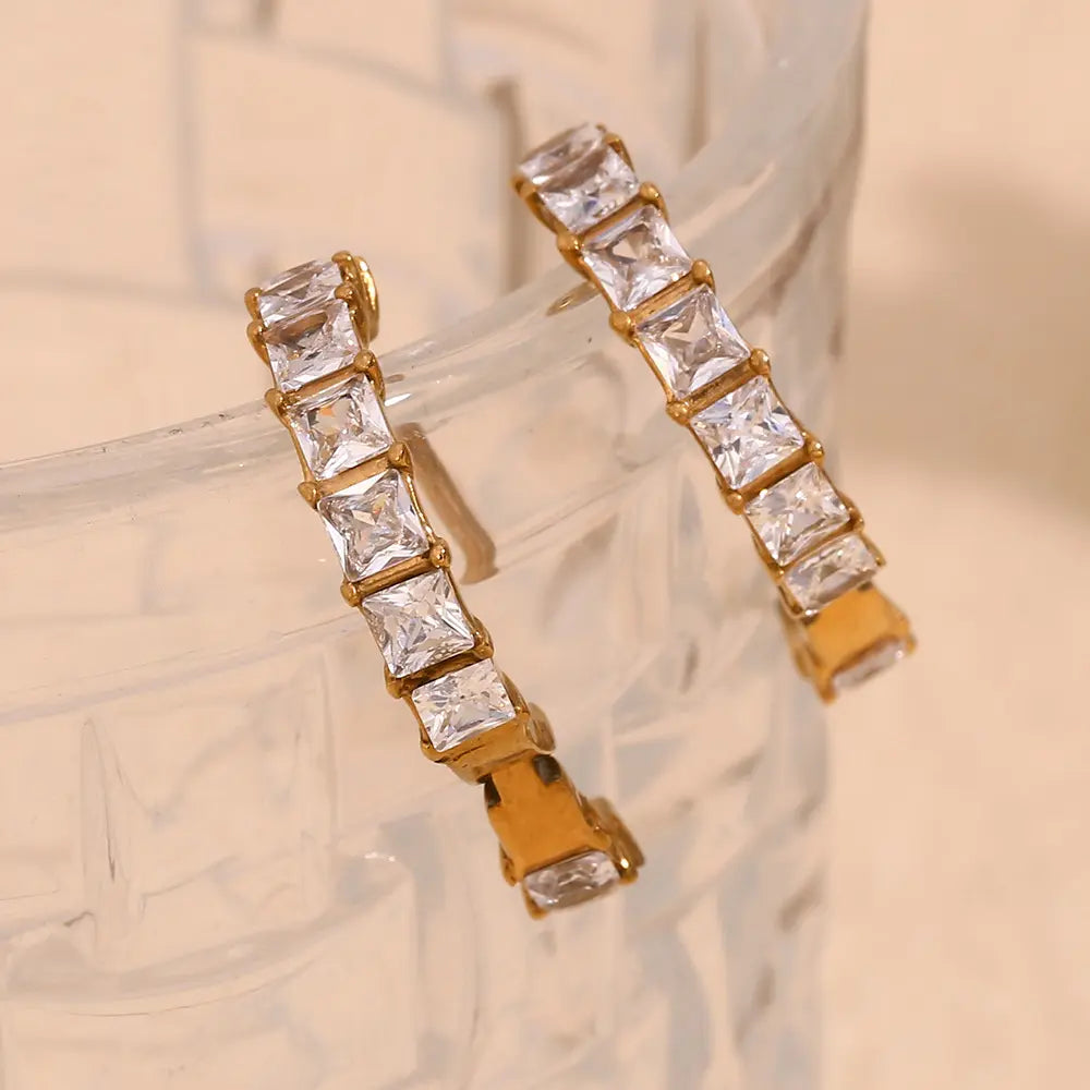 18KT Gold Plated Emma CZ Huggies - Atulya Jewellers