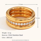 18KT Gold Plated Stackable Ring Set (Set of 3pcs) - Atulya Jewellers