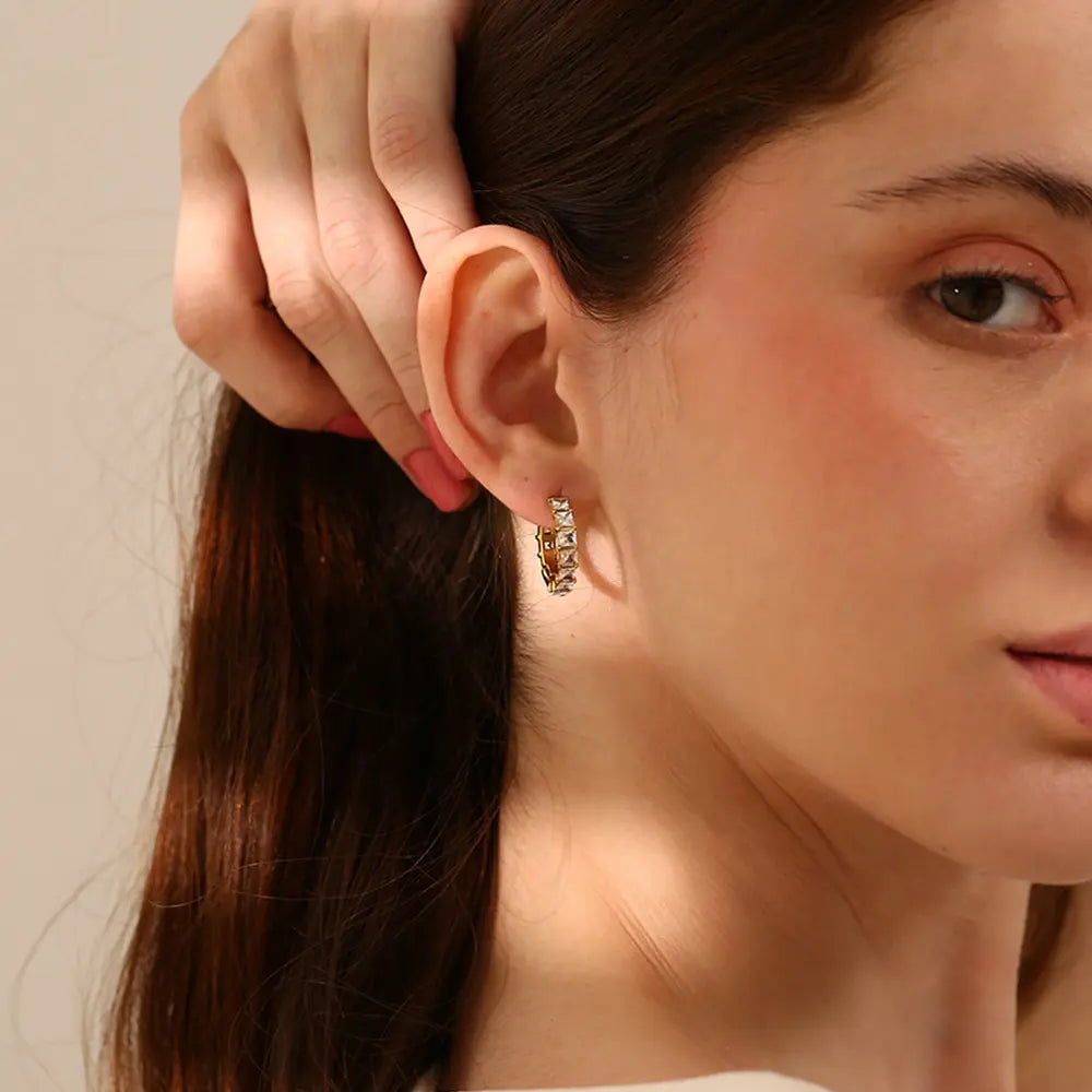 18KT Gold Plated Emma CZ Huggies - Atulya Jewellers