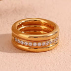18KT Gold Plated Stackable Ring Set (Set of 3pcs) - Atulya Jewellers