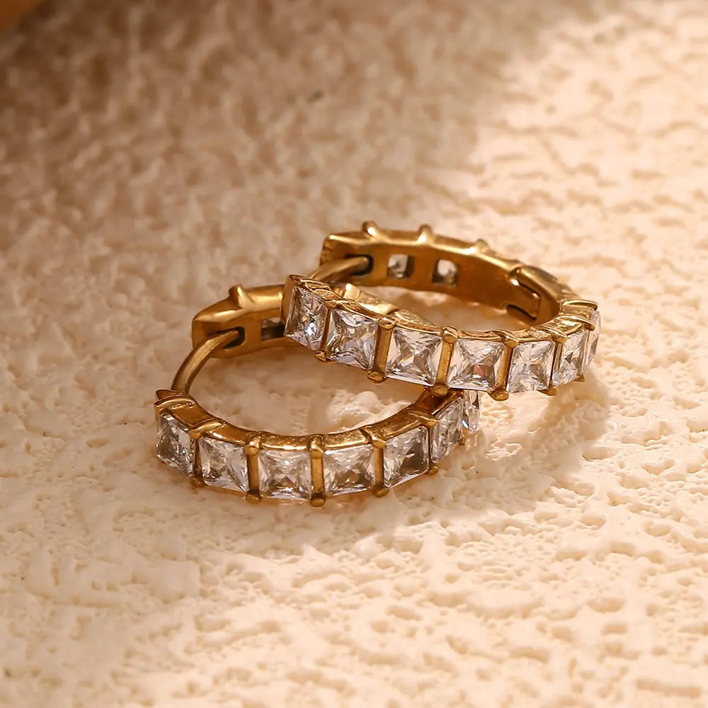 18KT Gold Plated Emma CZ Huggies - Atulya Jewellers
