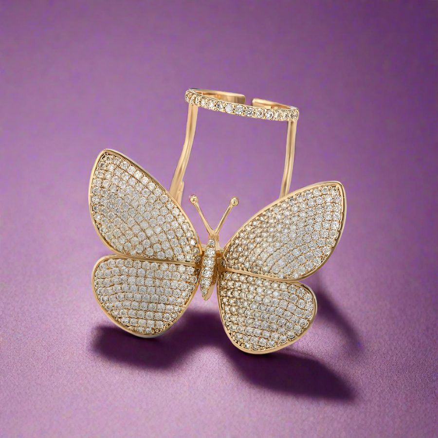 Flying Butterfly Diamond Ring (Re-Sizable)