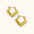 18KT Gold Plated Twisted Box Hoops