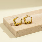 18KT Gold Plated Twisted Box Hoops
