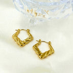 18KT Gold Plated Twisted Box Hoops