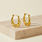 18KT Gold Plated Twisted Oval Hoops