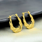 18KT Gold Plated Twisted Oval Hoops