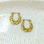 18KT Gold Plated Twisted Oval Hoops