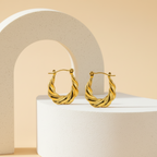 18KT Gold Plated Twisted Oval Hoops